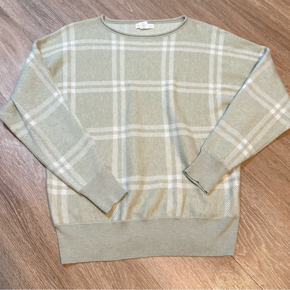Cynthia Rowley Plaid Wool Sweater Cottagecore Clean Girl‎ Preppy Career Minimal